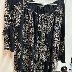 Lucky Brand Women's Black and White Patterned Top size 2XL/ NWOT A207
